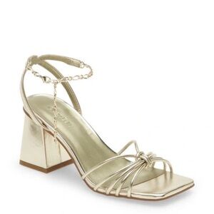 Chic Gold Women's Strappy Block Heels holiday party